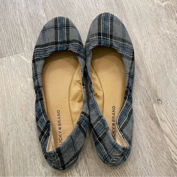 LUCKY BRAND Erin Plaid Ballet Flats - Gray/Blue Size 9.5 - Picture 3 of 9